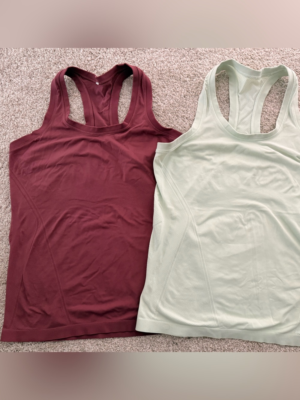 Athleta Racerback Tank Duo — Burgundy & Pale Mint